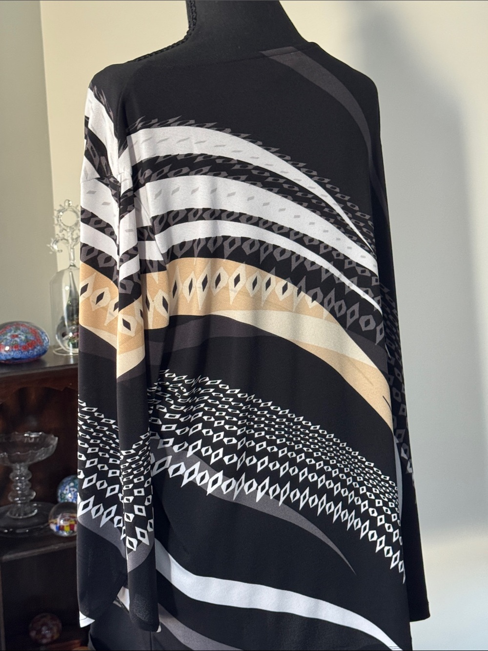 Chico's Black, Gold & White Abstract Flow Tunic - Picture 1 of 4
